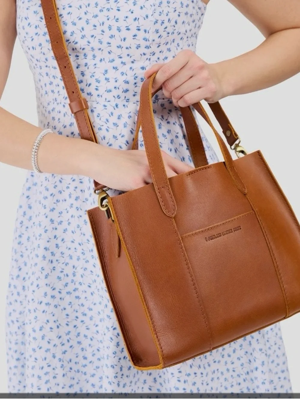 Portland Leather Lola Crossbody Tote - Gray